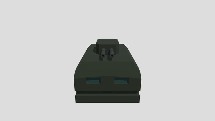 Low poly tank with machine guns 3D Model