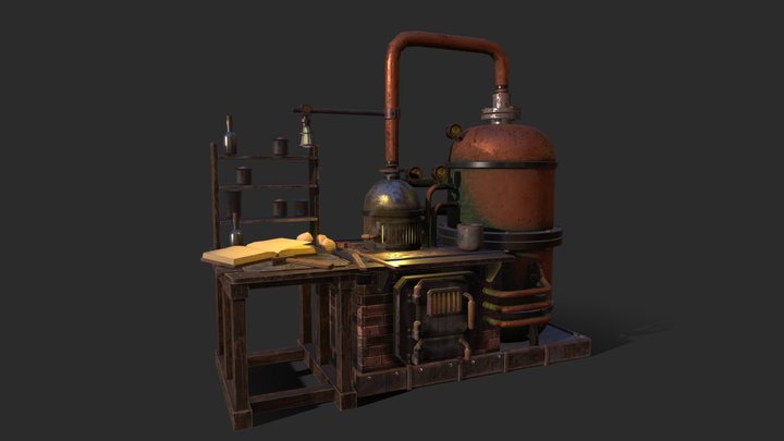 Steampunk Refinery 3D Model