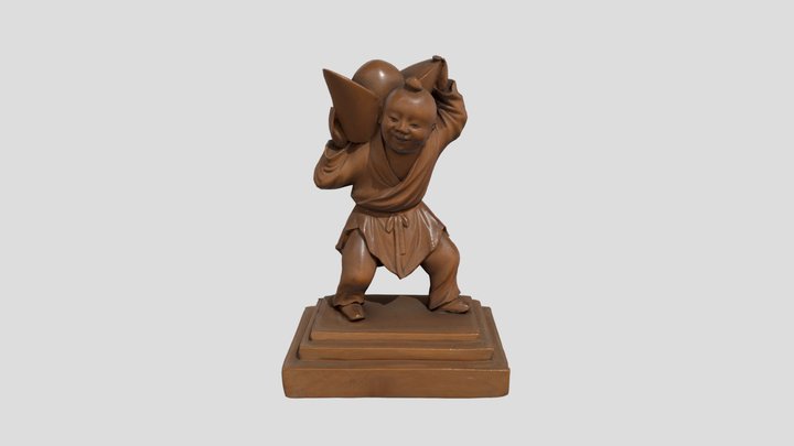 Figura de niño con lingote de oro 3D Model