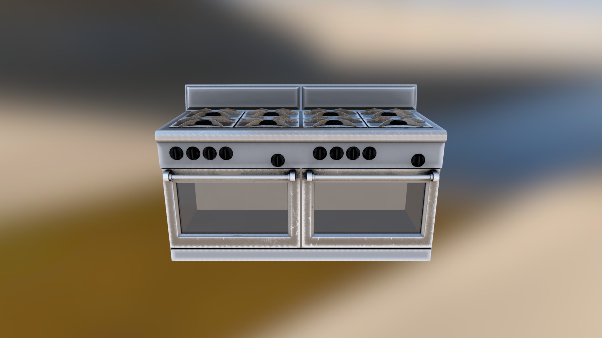 3D model Industrial Stove - This is a 3D model of the Industrial Stove. The 3D model is about a silver and black toaster.