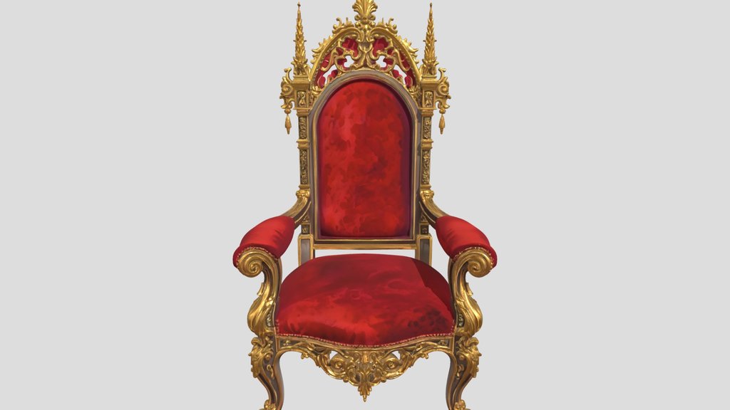 ornate red velvet throne chair