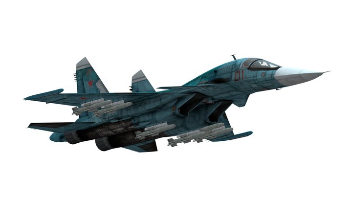 Su-34 Fullback with KAB-250LG – Modello 3D gratuito STL