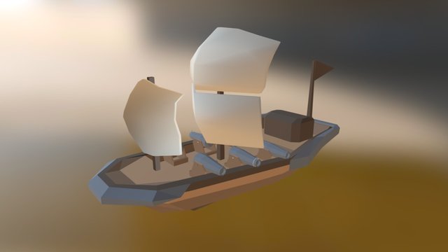 [2/4] Basic boat model for low-poly game 3D Model