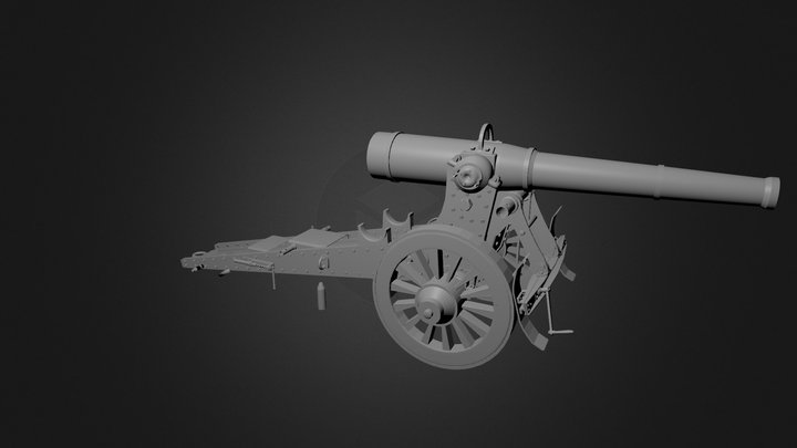 French 155 mm Cannon - WWI 3D Model