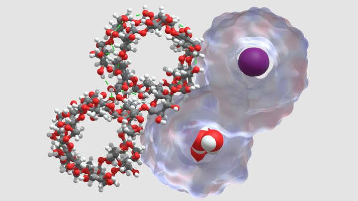 Amylose + KI5 cluster / komplex amylosy s jódem 3D Model
