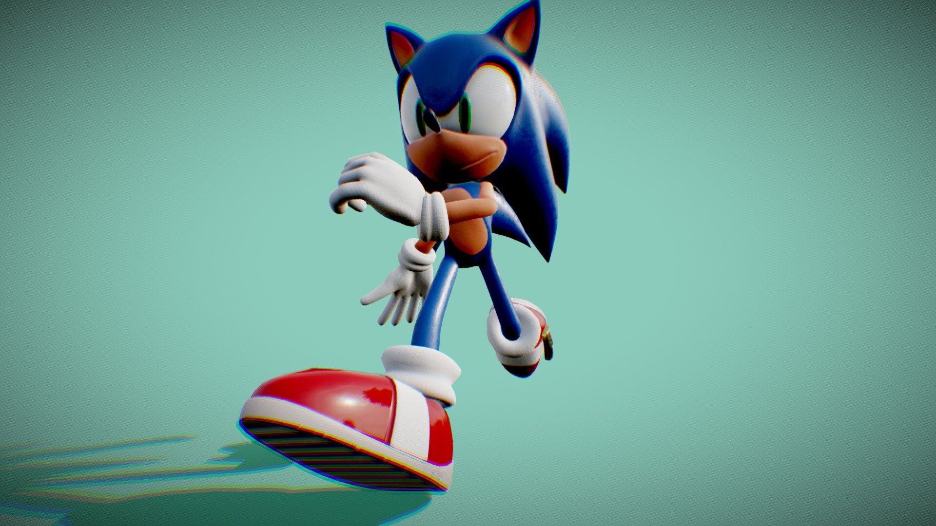 3d render of sonic the hedgehog running towards the viewer