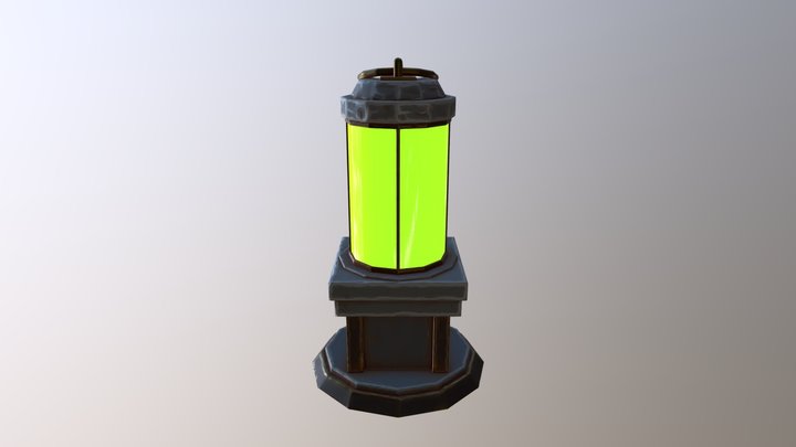 Stylized Green Glowing Lantern 3D Model