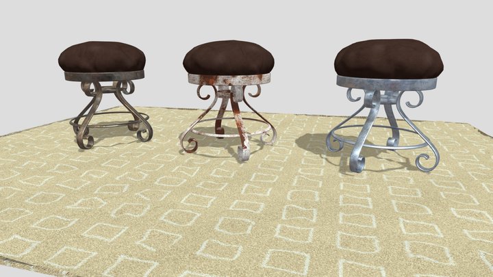Round_ Stools_carpet 3D Model