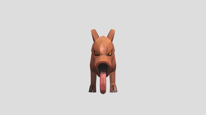 Low poly angry dog sculpture 3D Model