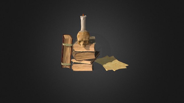 skull and books 3D Model