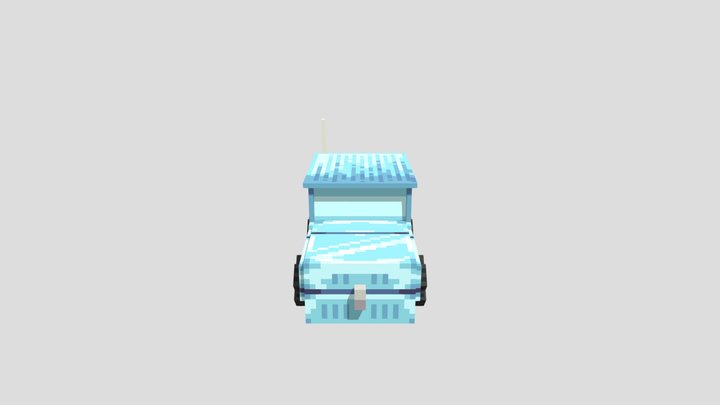 Blue pixelated car (Minecraft style) 3D Model