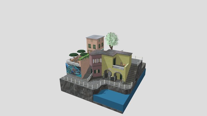 Cinque Terre city scene 3D Model