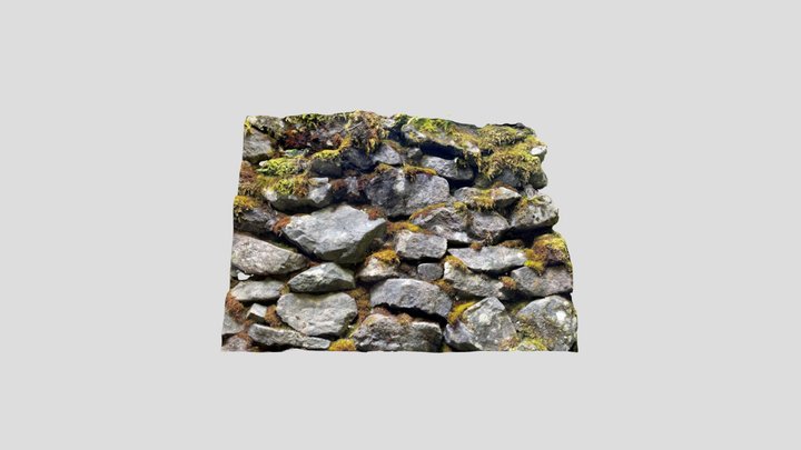 Mossy Stone Wall Section 3D Model