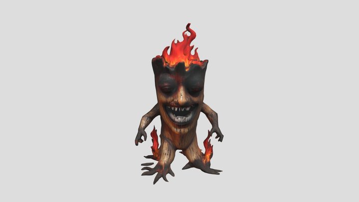 Burning tree stump 3D Model