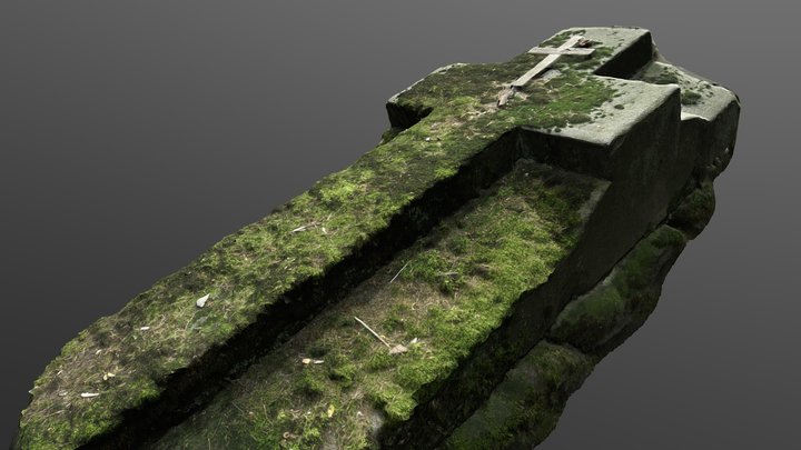 Moss cross tombstone 3D Model