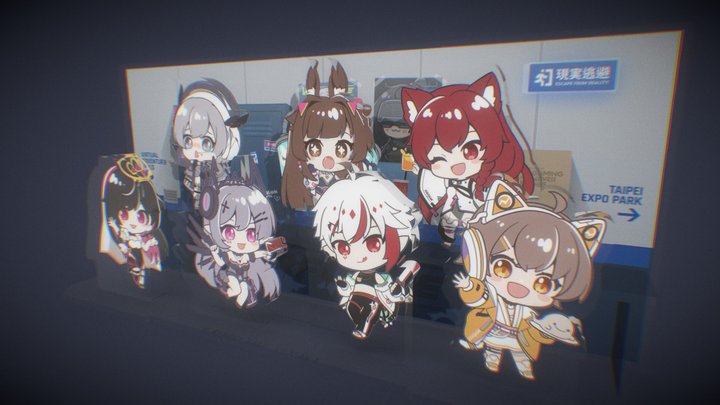 WF23xVT 飯友與展示架組合 3D Model