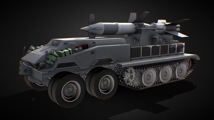 Rheintochter  Launcher half track vehicle 3D Model