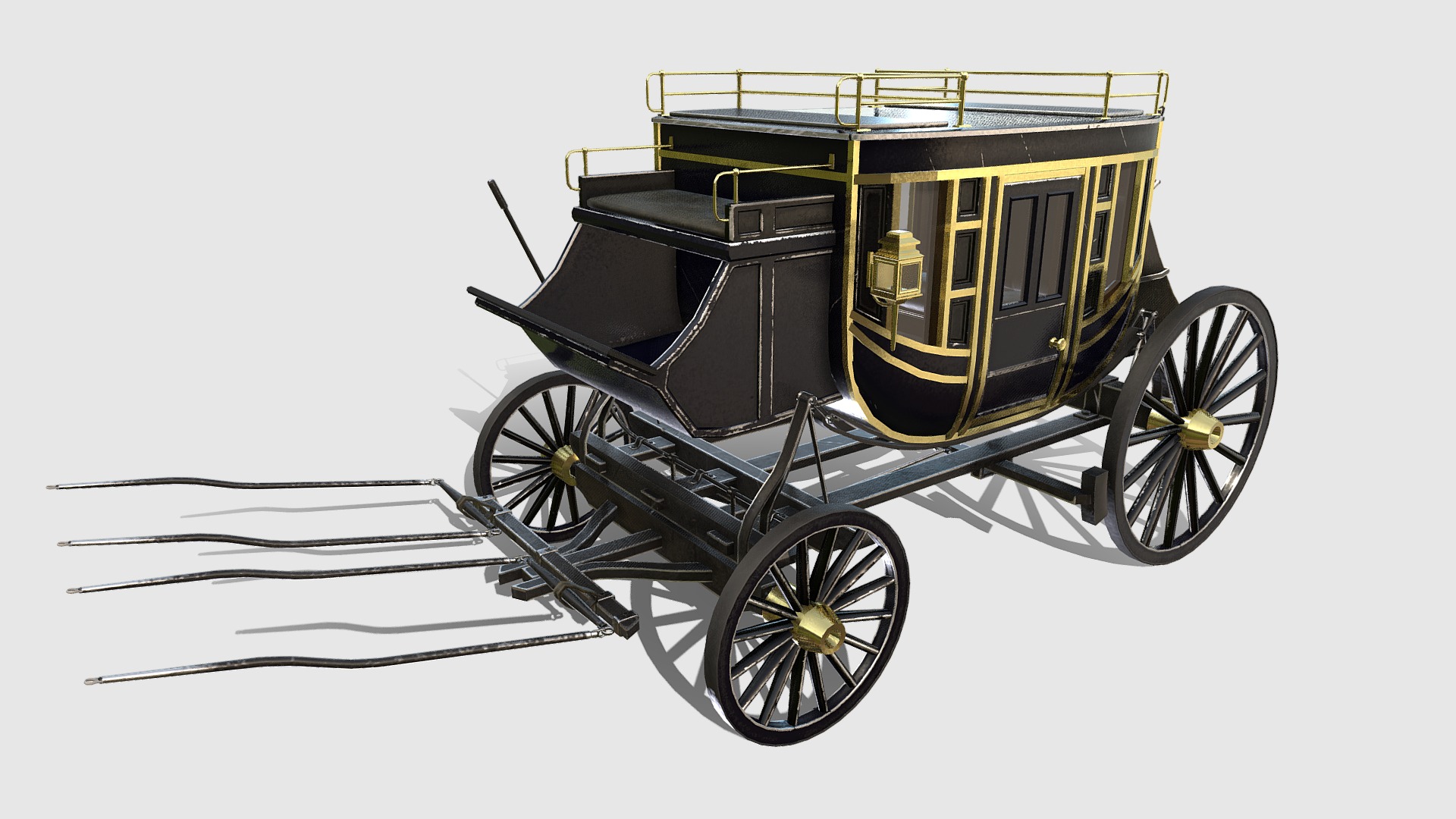 3D model Carriage - This is a 3D model of the Carriage. The 3D model is about a black and yellow carriage.