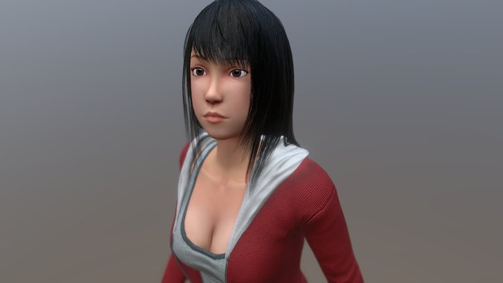 Red Sweater Girl 3D Model