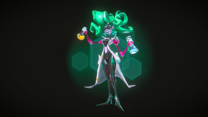 Crazy Scientist Lady 3D Model