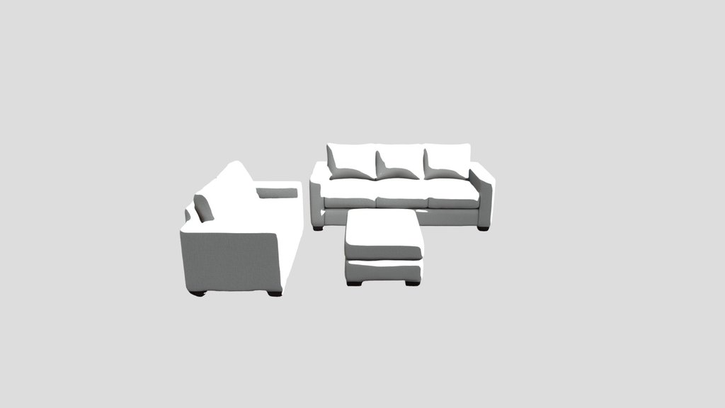 Modern Fabric Sofa Set 3D model