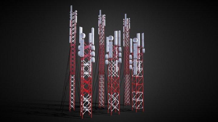 Telecommunication Tower Low-Poly Free 3D Model