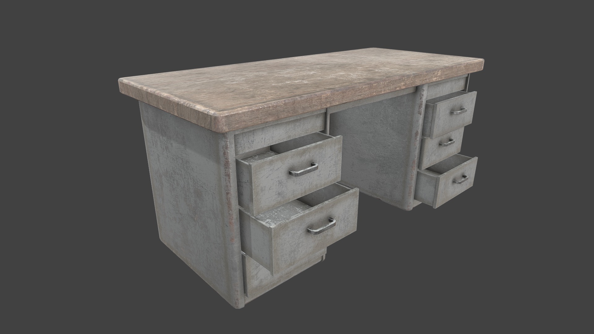 3D model Office Table 1B PBR - This is a 3D model of the Office Table 1B PBR. The 3D model is about a wooden chest with drawers.
