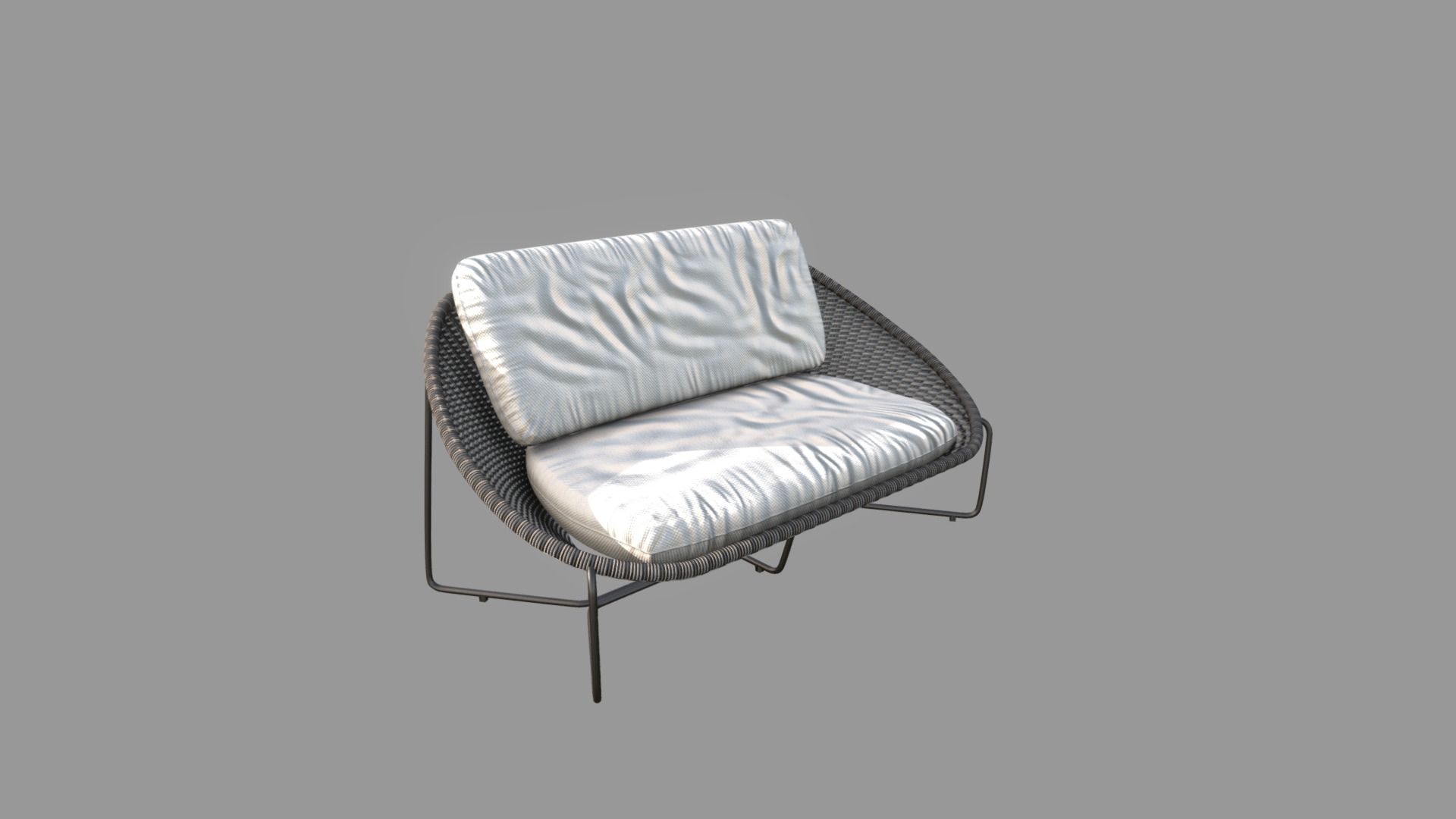 3D model SofaOutdoor MoroccoLoveseat - This is a 3D model of the SofaOutdoor MoroccoLoveseat. The 3D model is about a chair with a cushion.