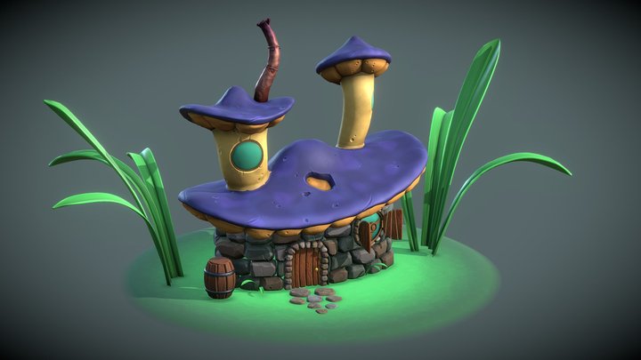 Stylised Mushroom Hut 3D Model