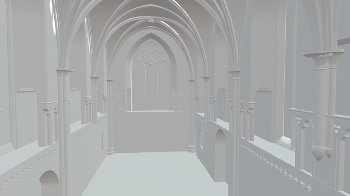 Abbaye de Longues BIM maquette blanche 3D Model