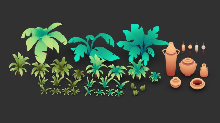 Foliage and Pot Collection 3D Model