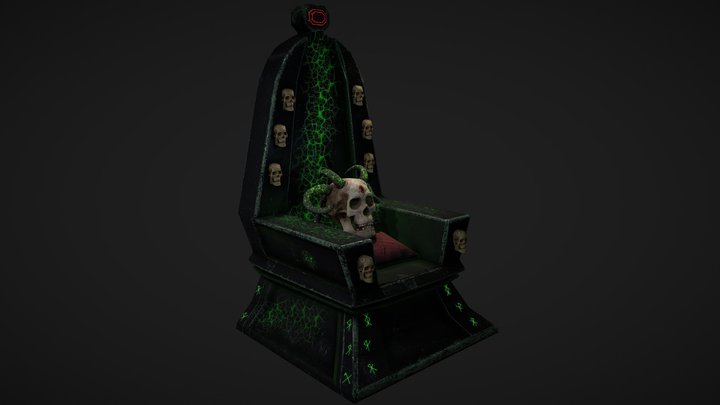 Dead Demoniac King skull on his trone 3D Model