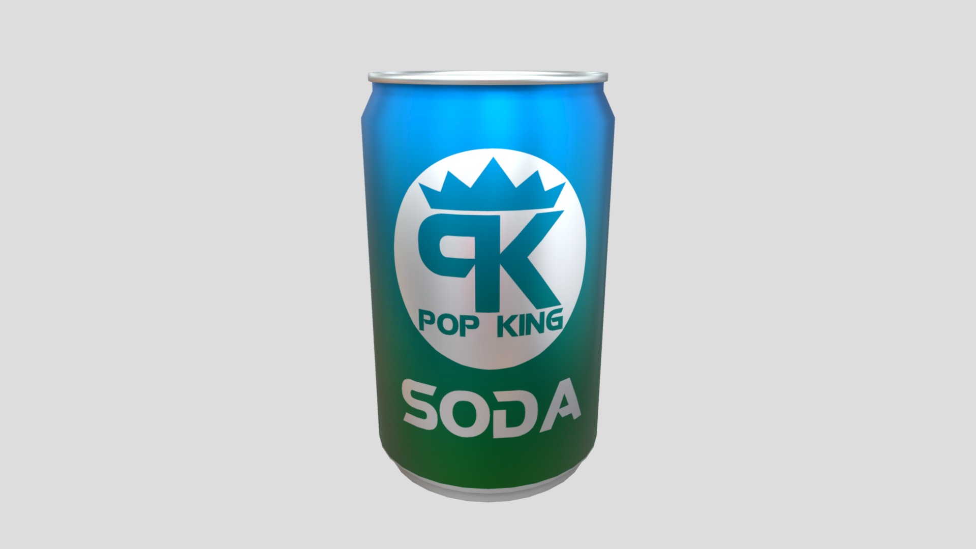 3D model Pop King Soda Can - This is a 3D model of the Pop King Soda Can. The 3D model is about a blue can of soda.