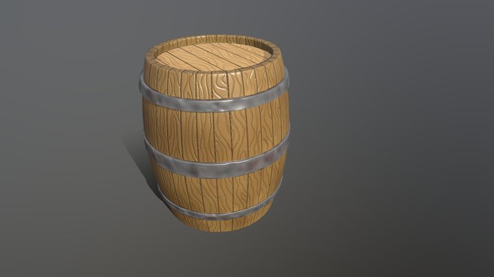 Wooden Barrel 3D Model