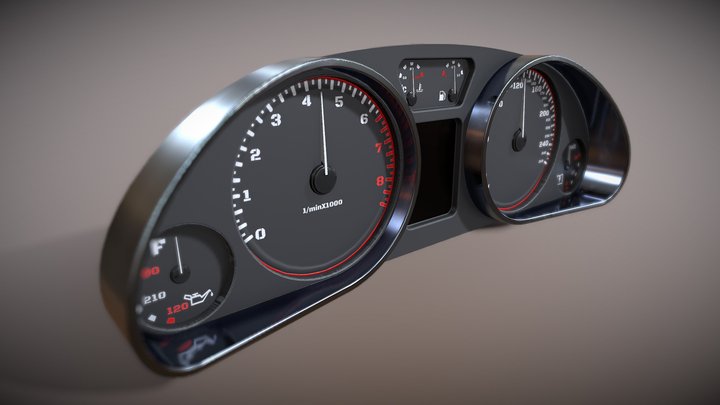 3D PBR Gauge Set - Audi R8 V8 3D Model