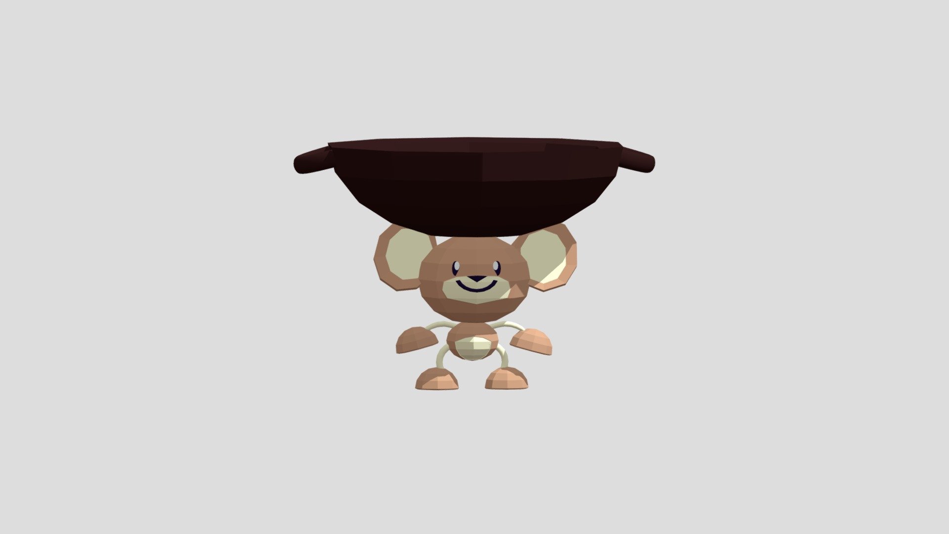 Low-Poly Monkey Balancing Basket