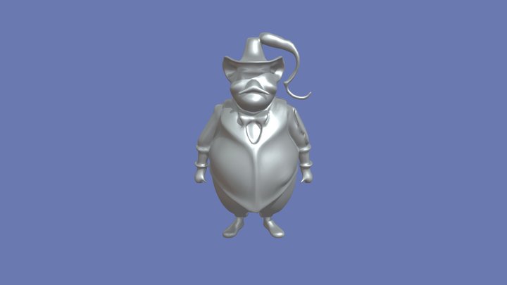 Portly gentleman with mustache and monocle 3D Model