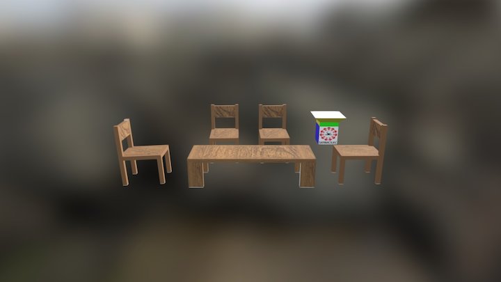 Gambar Meja dan Kursi 3D Model