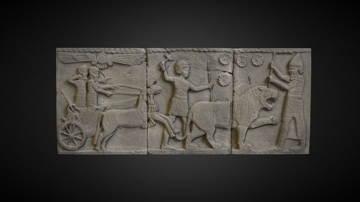 Neo-Hittite Hunting Scene Relief 3D Model