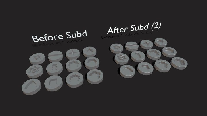 Free Screw Head Pack (Subd Ready) 3D Model