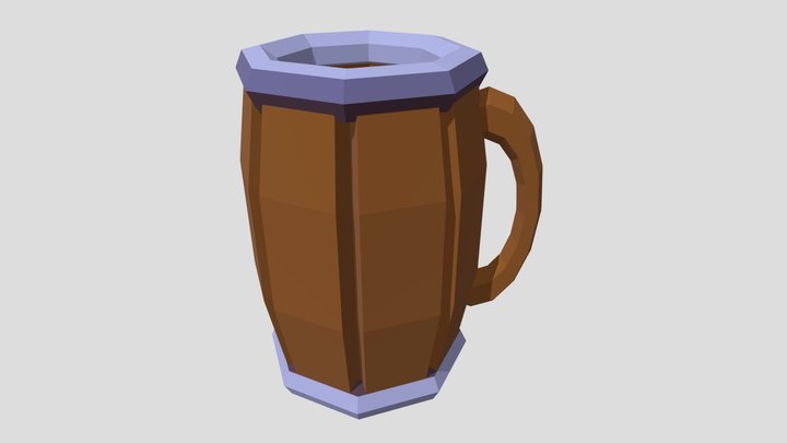 Wooden Cup Low-poly 3D Model