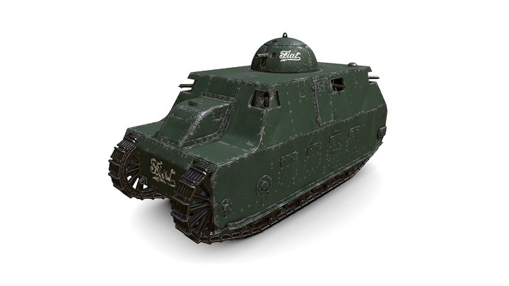 Fiat2000 Italian heavy tank - parade version 3D Model