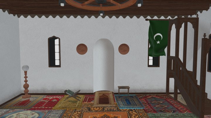 The Log pod Mangartom Mosque - interior 3D Model