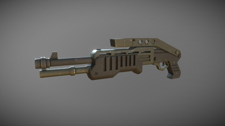 Low poly stylized gun 3D Model