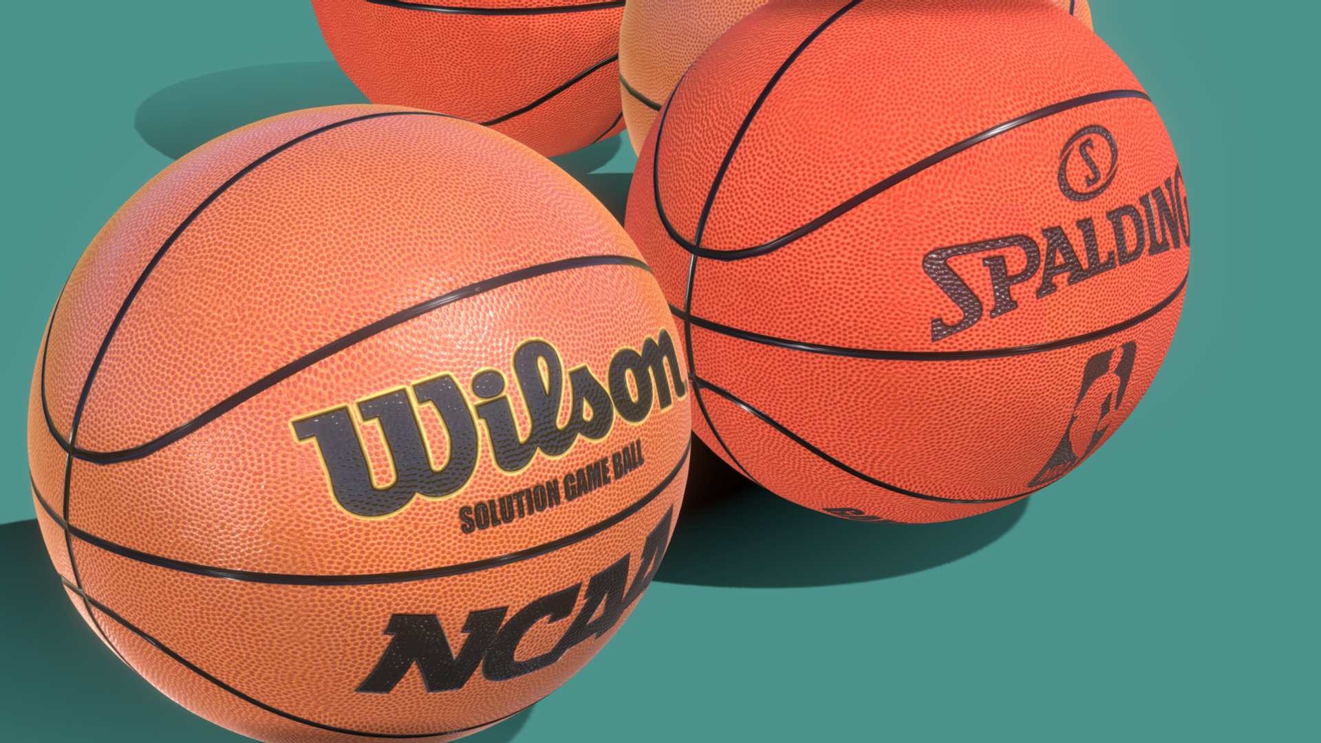 3D model Basket Balls Wilson & Spalding High and Low Poly - This is a 3D model of the Basket Balls Wilson & Spalding High and Low Poly. The 3D model is about a group of basketballs.