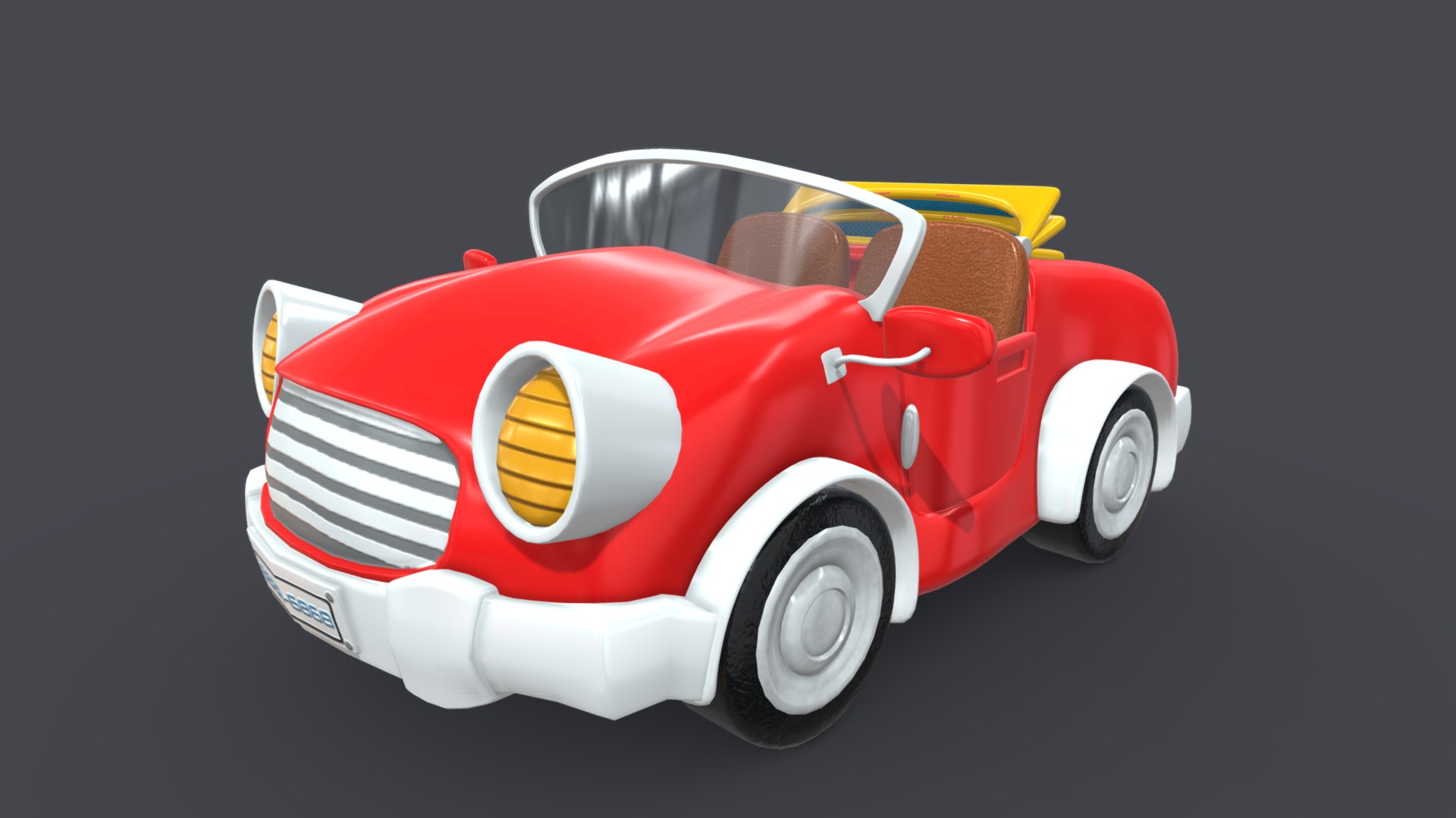 3D model Asset – Cartoons – Car – 01 – 3D Model - This is a 3D model of the Asset - Cartoons - Car - 01 - 3D Model. The 3D model is about a red and white toy car.