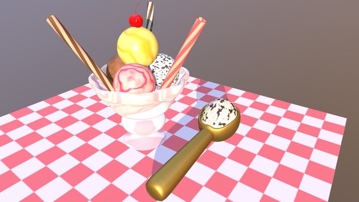 3December Day 9: Ice Cream Sundae 3D Model