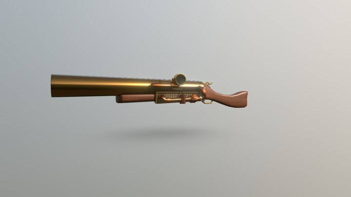 Steampunk Double-Barreled Shotgun 3D Model