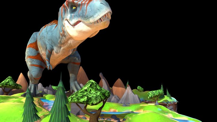Diorama TREX rigged free – Modello 3D gratuito STL