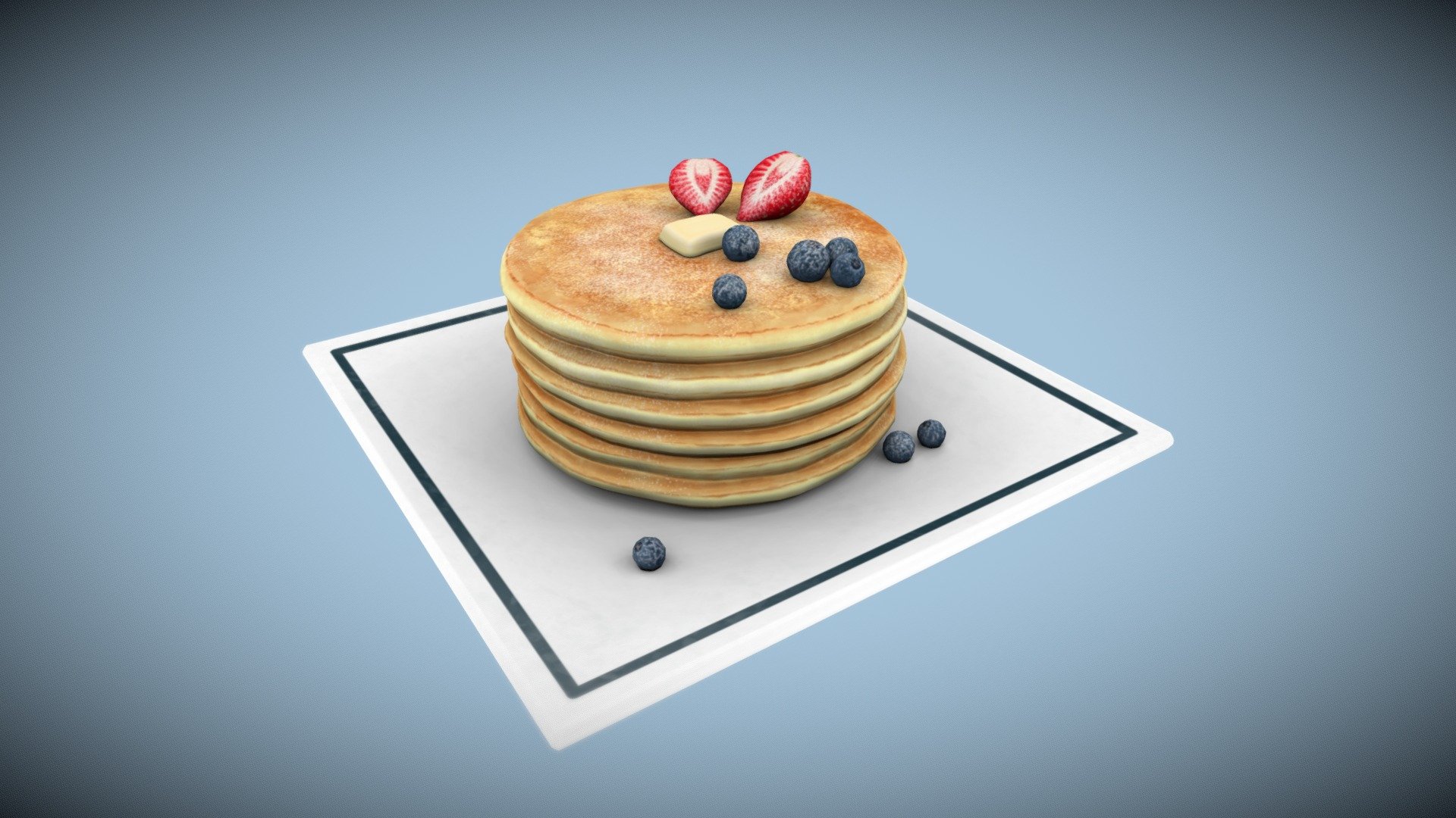 Pancakes with butter and berries - 3D model by Matti Pesonen ...